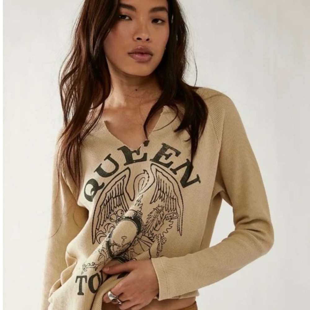 Free People Tan Long Sleeve Tee